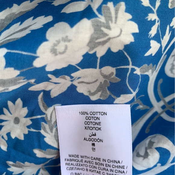 Doen Leanne Cotton Shirred Smocked Midi Maxi Dress Jardins De La Fontaine Blue - Picture 11 of 12